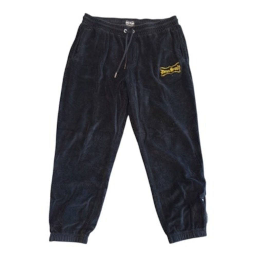 Dogg Supply by Snoop Dogg Mens XL Velour Joggers Black Gold Logo Zipper Pants